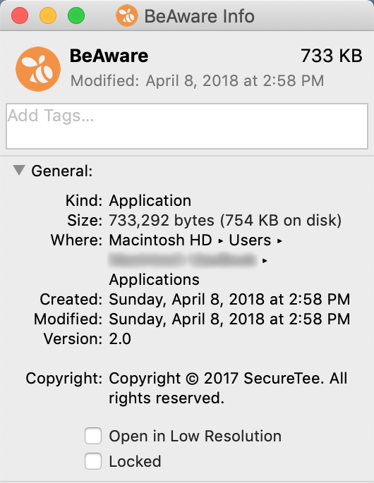 Bee aware app mac removal